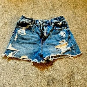 American eagle high rise denim distressed shorts